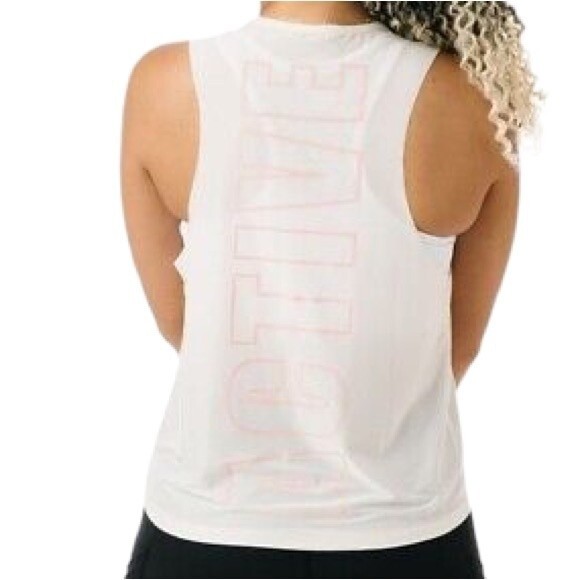 NWT Zyia Hot Pink Ivory Blush Spell-Out Athlete Tank Muscle Top Size Small NEW - Picture 1 of 13
